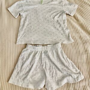 Kids Pajama Set in White with Fun Print